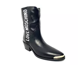 Bota Tejana Moschino Piel Negro lateral