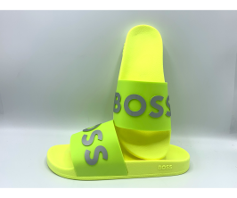 Chanclas Hugo Boss Logo en Contraste amarillo frontal