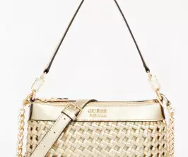 Bolso de hombro Guess Sicilia Dorado frontal