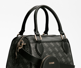Bolso de mano Guess Noelle gris lateral